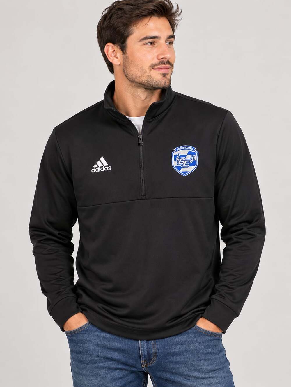 Adidas Gardner Edgerton 1/4 Zip Pullover Black Blue Training Top